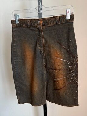 RARE 🔥 Michel Vintage Beaded Denim Skirt